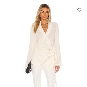 Cream wrap top | Revolve